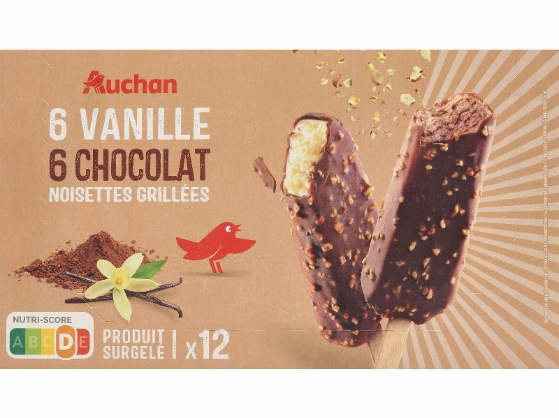 Gelado Palito Auchan Baunilha Chocolate 12X60 ml