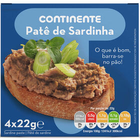 Patê De Sardinha Continente 4 X 22 gr