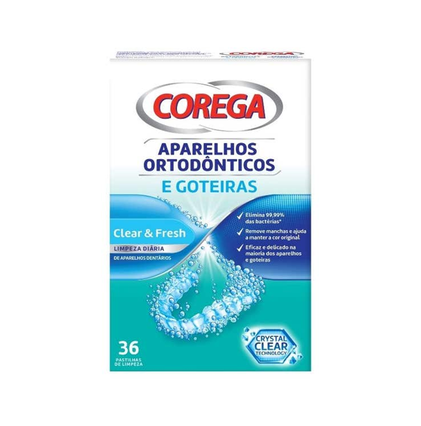 Corega Pastilhas De Limpeza De Aparelhos Ortodônticos E Goteiras Corega 0.015L