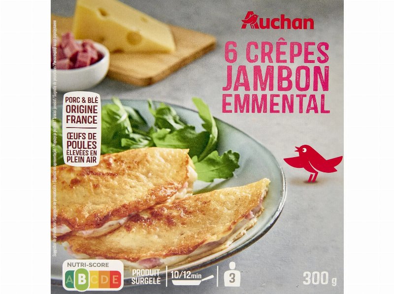 Crepes Auchan Fiambre Com Queijo Emmental 6Un 300 g