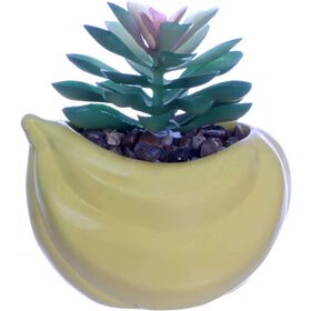 Planta Artificial Suculenta Com Vaso Banana Kasa