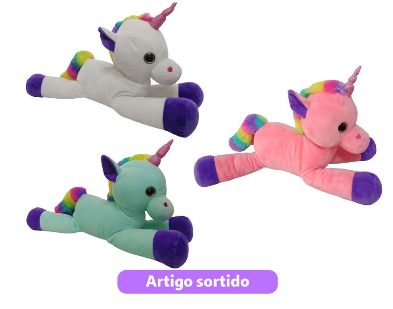 Peluche Unicórnio One Two Fun 45Cm Cores Sortidas