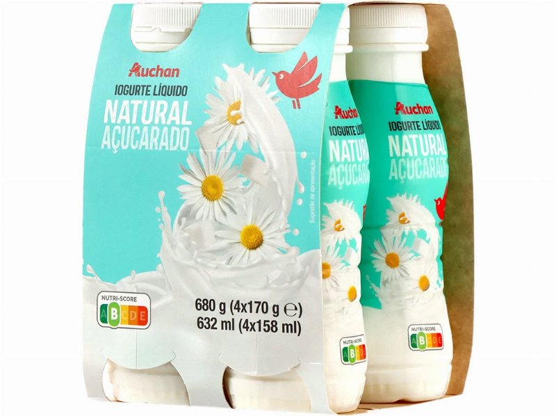 Iogurte Auchan Líquido Natural Açúcarado 4X170 g