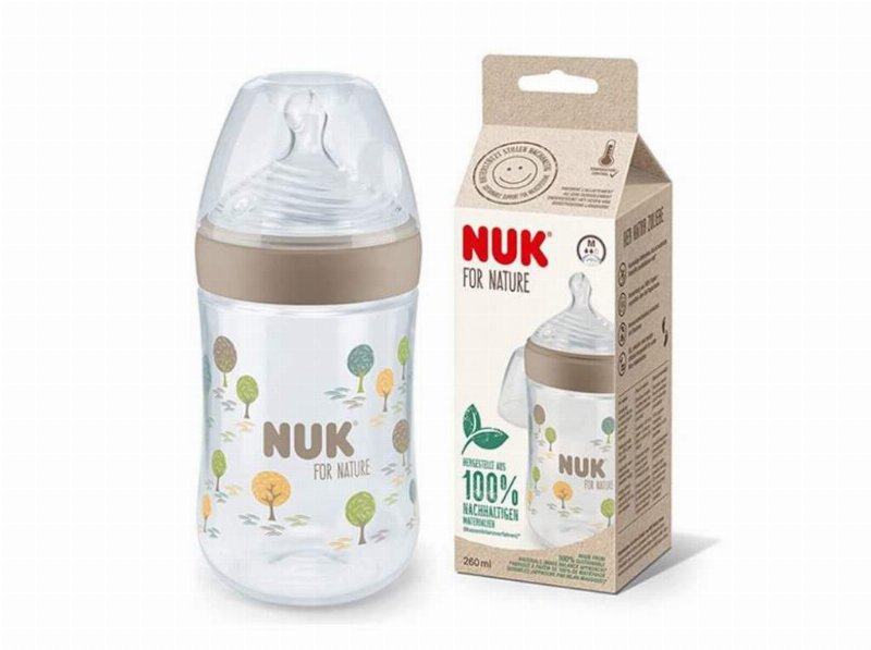 Biberão Nuk For Nature Sil. Creme 260 ml S