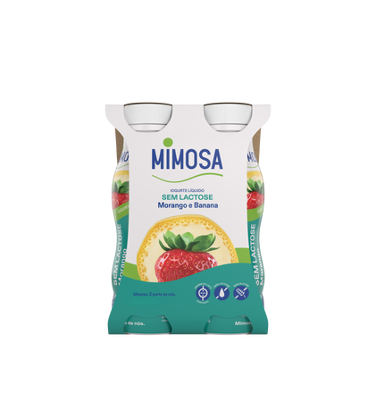 Iogurte Líquido Sem Lactose Banana E Morango Pack 4 Mimosa 8x0.151Kg