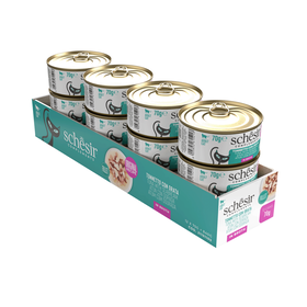 Comida Húmida Para Gato Adulto Atum E Dourada Lata Schesir 12 X 70 g