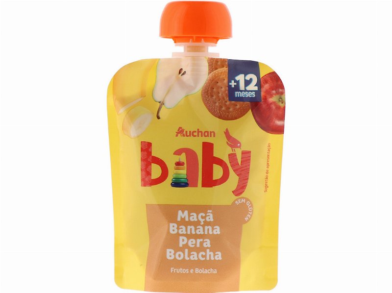 Saqueta De Fruta Auchan Baby Maçã Banana Pera Bolacha 90 g
