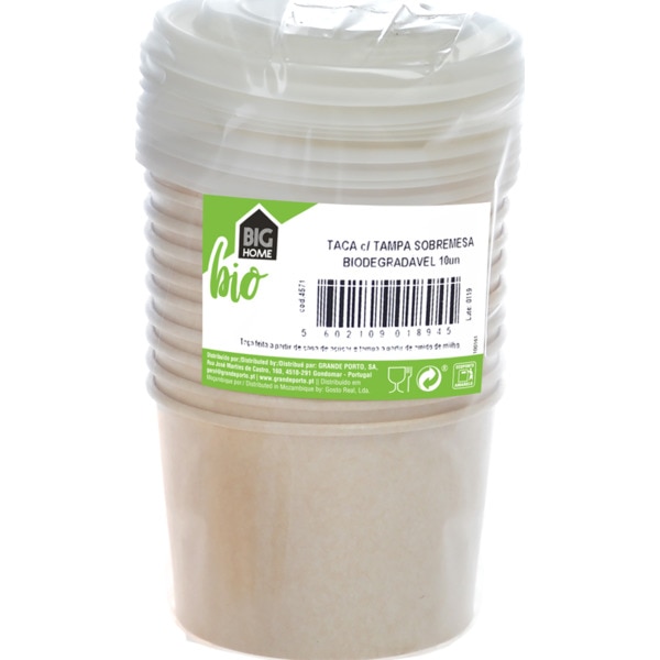 Taça Com Tampa De Sobremesa Biodegradável 10 unidades