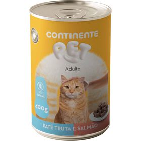 Comida Húmida Para Gato Adulto Sem Cereais Paté Truta E Salmão Continente Pet 400 g