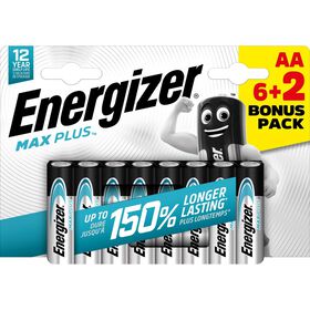 Pilhas Aa Max Plus Energizer 6 + 2 Un