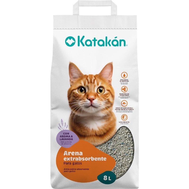 Areia Para Gato Absorvente Extra Antibacteriana Com Aroma A Lavanda 8 l
