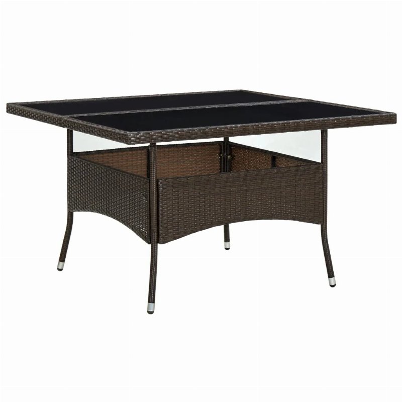 Hkh Mesa De Jantar Para Exterior Vime Pe E Vidro Castanho - Marrom