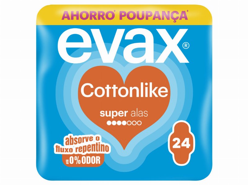 Pensos Higiénicos Cottonlike Super Com Abas Evax 24 Un