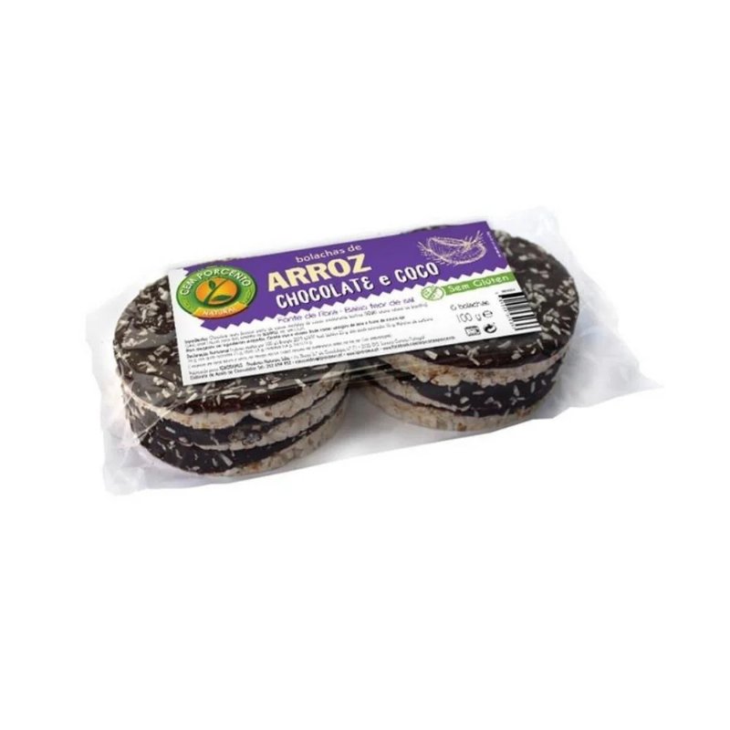 Bolacha Arroz Com Chocolate E Coco Cem Porcento 100 g