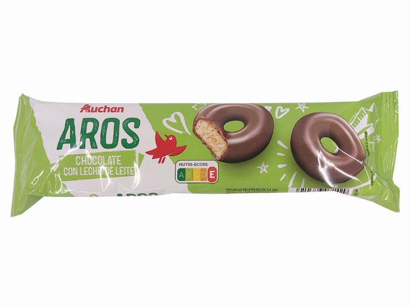 Bolacha Aros Auchan Cobertas Com Chocolate De Leite 128 g