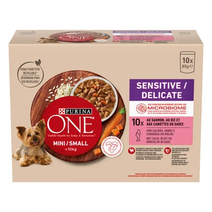 Comida Húmida Para Cão <10 kg Delicate Com Salmão Purina One 0.85Kg