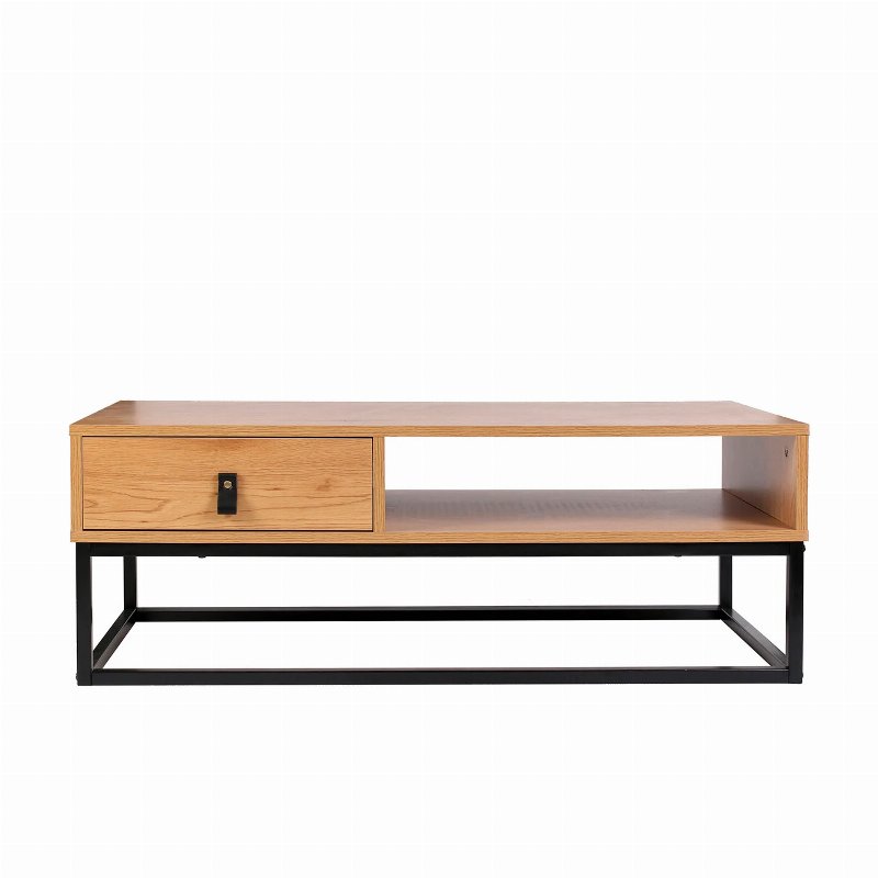 Mesa Baixa De Metal E Madeira Com Gaveta Abbott