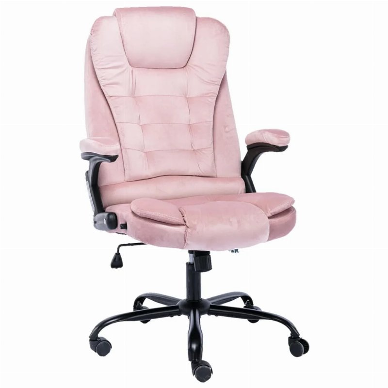 Hkh Cadeira De Escritório Em Veludo - Rosa