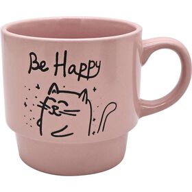 Caneca 420 ml Be Happy Rosa Kasa
