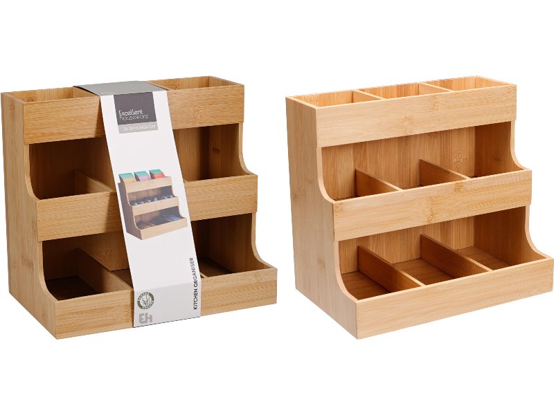 Organizador De Cozinha Eh Em Bambu Com 3 Níveis