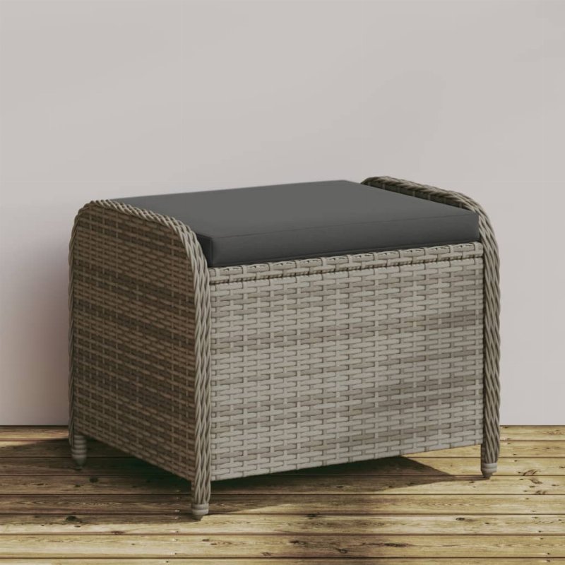 Hkh Banco De Jardim Com Almofadão 58X46X46 Cm Vime Pe - Cinzento