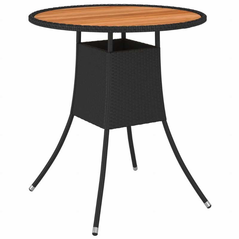 Hkh Mesa De Jantar P/ Jardim Ã˜ 70 Cm Vime Pe E Acácia Maciça - Preto
