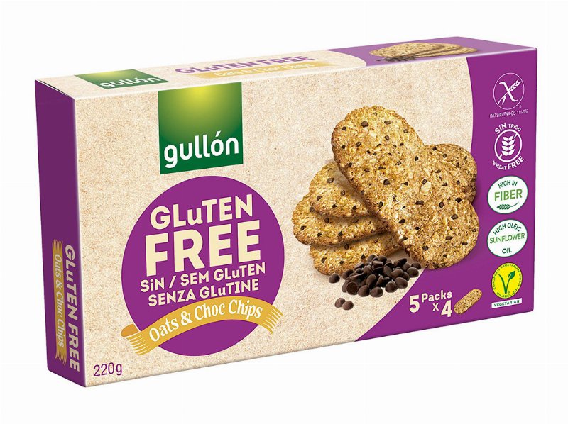 Bolacha Aveia Gullon Choco Chips Sem Gluten 220 g