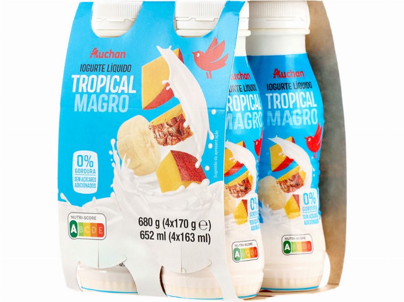 Iogurte Auchan Líquido Magro Tropical 4X170 g