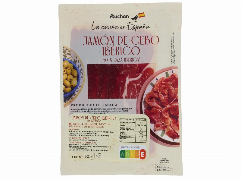 Presunto Cebo Ibérico Auchan À Mesa Em Espanha Fatias 80 g