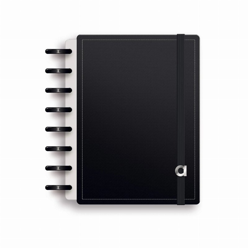 Caderno Ecosmart A5 Ambar Capa Poliuretano Preto Pautado 100 Folhas