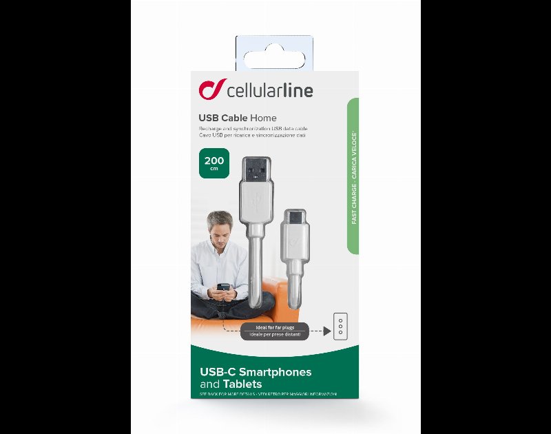 Cabo Usb Type C Cellularline Branco 2M
