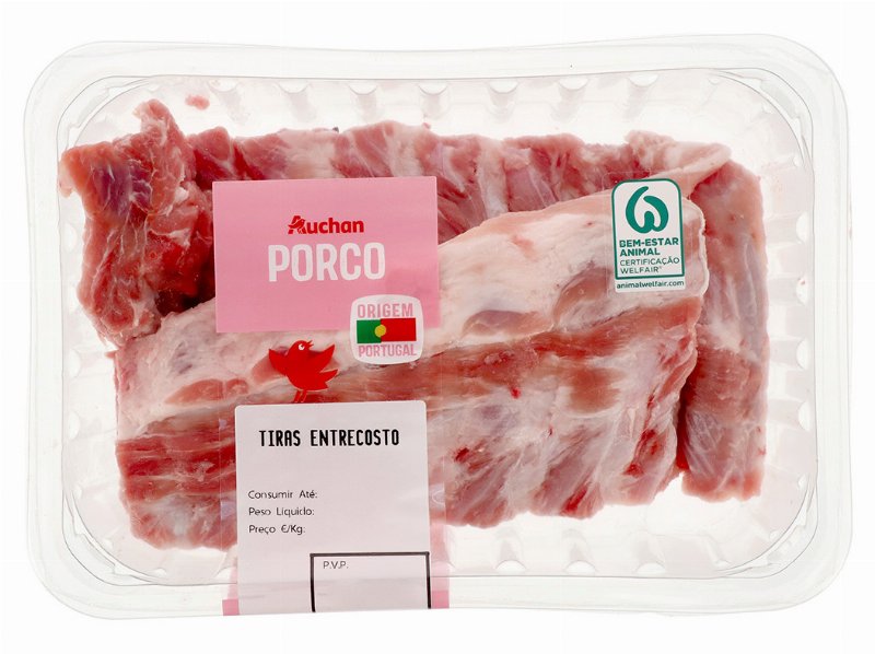 Tiras De Entrecosto Porco Auchan Kg