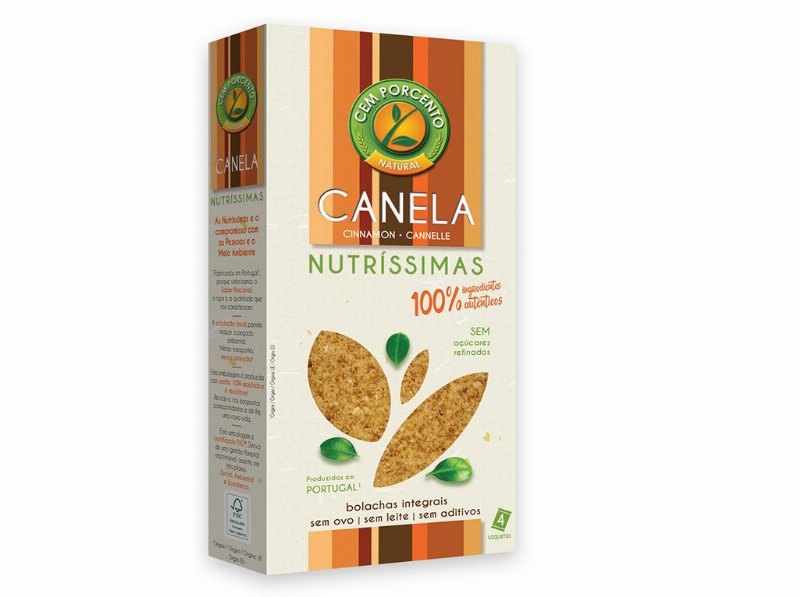 Bolacha Cem Porcento Nutríssimas Integral Canela 190 g