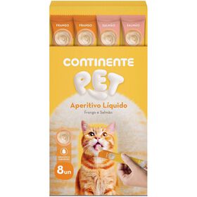 Snack Para Gato Aperitivo Líquido Frango E Salmão Continente Pet 8 X 15 g