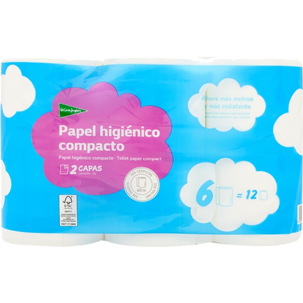 Papel Higiénico Compacto 2 Capas 6 unidades