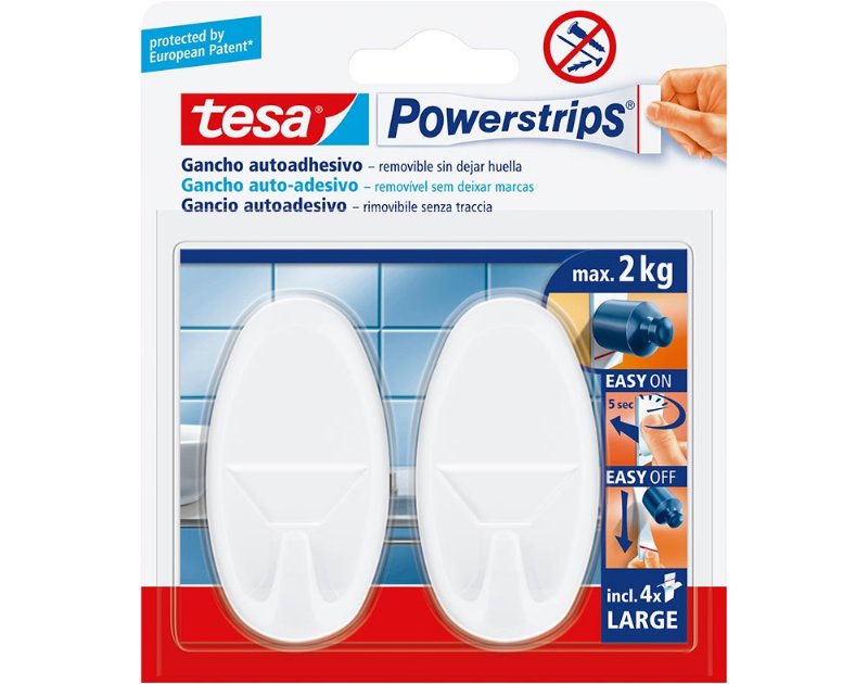 Fita Adesiva Tesa Power Strips Com Ganchos Branco