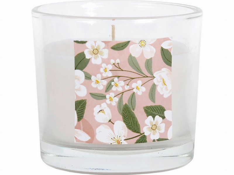 Vela Aromática Actuel Vidro Flores Brancas