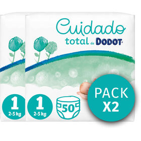 Fraldas Cuidado Total 2-5 kg T1 Dodot 100 Un (2 X 50 Un)