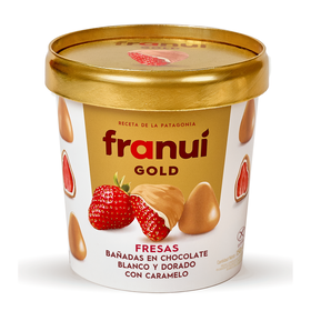 Morangos Cobertos Com Chocolate Branco E Chocolate Caramelizado Gold Franuí 150 gr