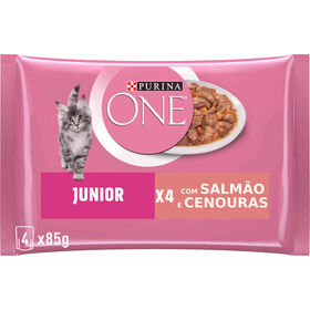 Comida Húmida Para Gato Júnior Salmão Saquetas Purina One 4 X 85 g
