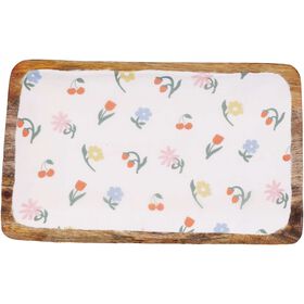 Tábua Retangular 30X20Cm Flores Cru Kasa