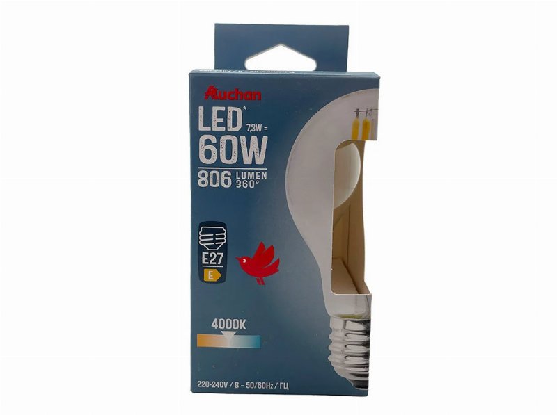 Lâmpada Led Standard Auchan E27 60W Luz Branca Clara