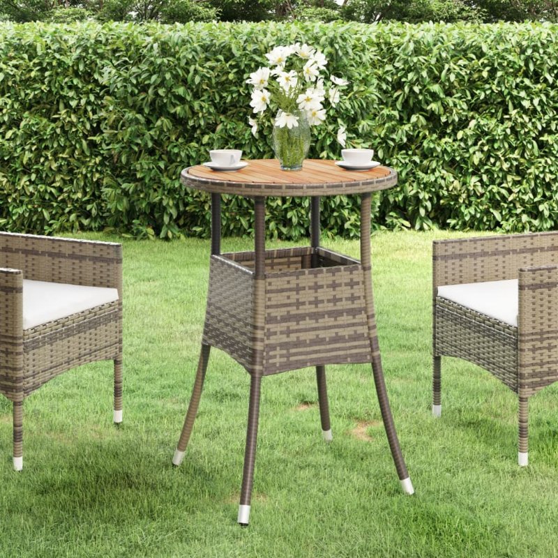 Hkh Mesa De Jardim Ã˜60X75 Cm Madeira De Acácia E Vime Pe - Cinzento