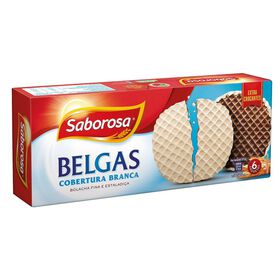Bolachas Belgas Cobertas Com Chocolate Branco Saborosa 198 gr (6 Un)