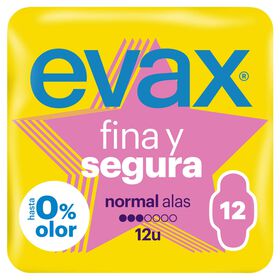 Pensos Higiénicos Fina E Segura Normal Com Abas Evax 12 Un