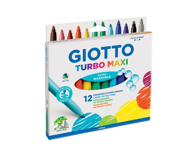 Marcadores De Colorir Lavável Giotto Turbo Maxi 12 Unidades