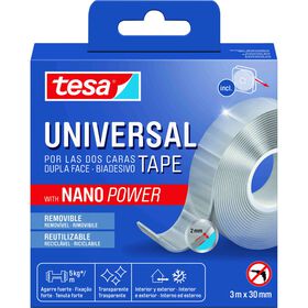 Fita Adesiva Dupla Face Nanopower Universal 3Mtx30Mm Transparente Tesa