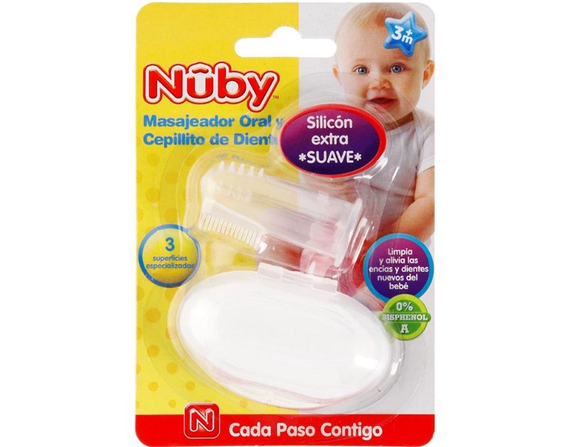 Escova Dentes Dedeira Nuby Em Silicone +3 Meses
