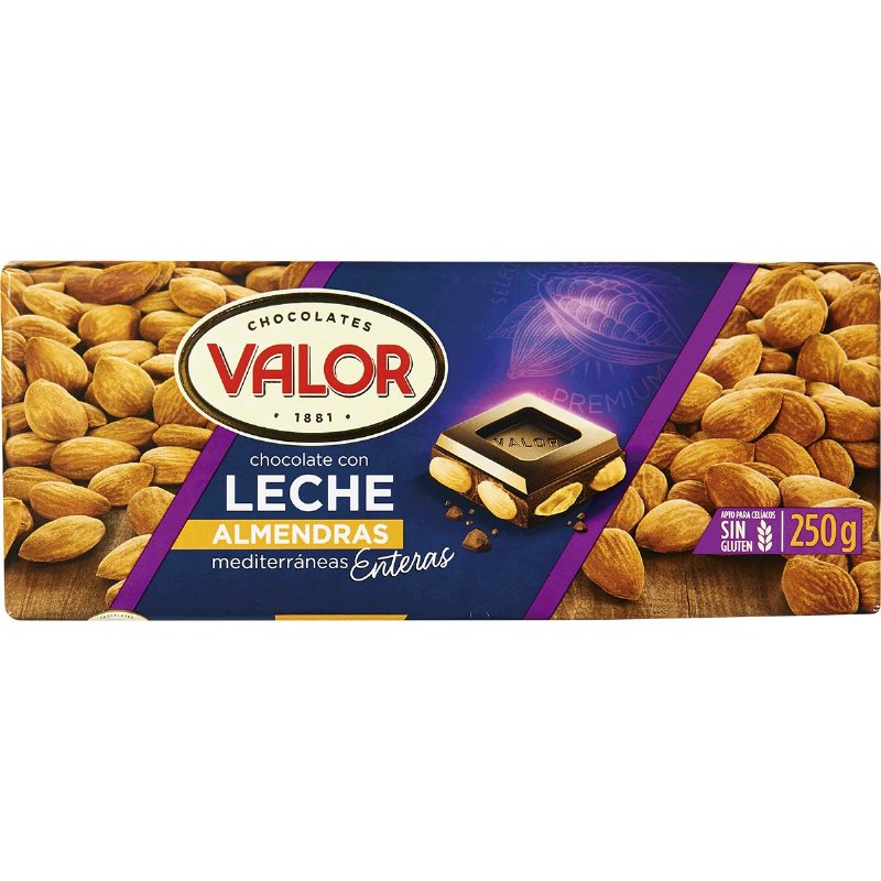 Chocolate De Leite Com Amêndoas Mediterrâneas Inteiras Sem Glúten 250 g
