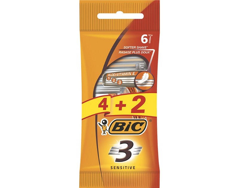 Máquina Bic Descartável 3 Sensitive 4+2Un Grátis